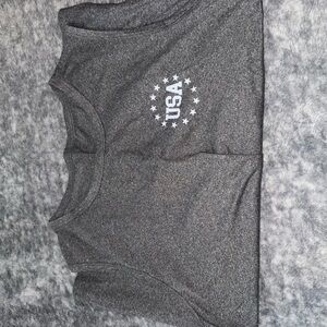 SHEIN Gray Muscle Tee with USA Print